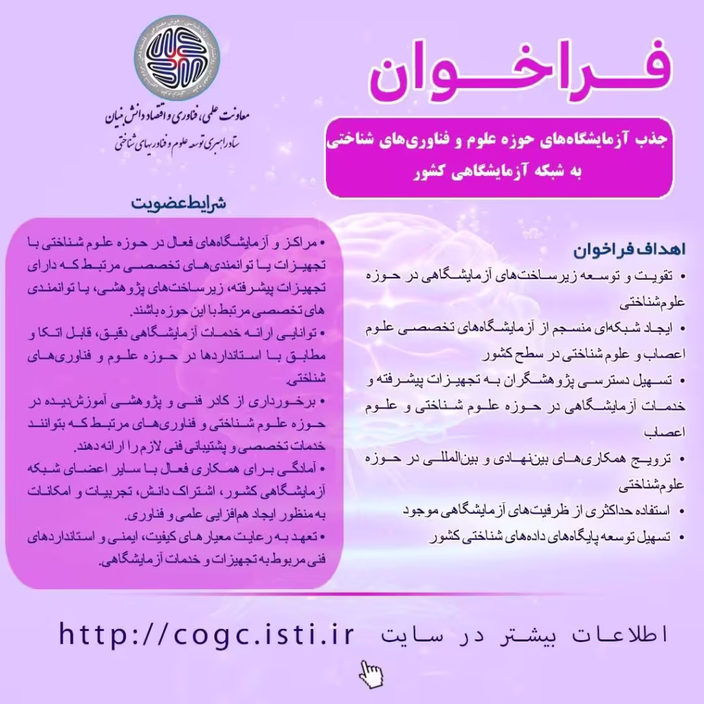فراخوان جذب آزمایشگاه های حوزه علوم و فناوری های شناختی به شبکه آزمایشگاهی کشور
